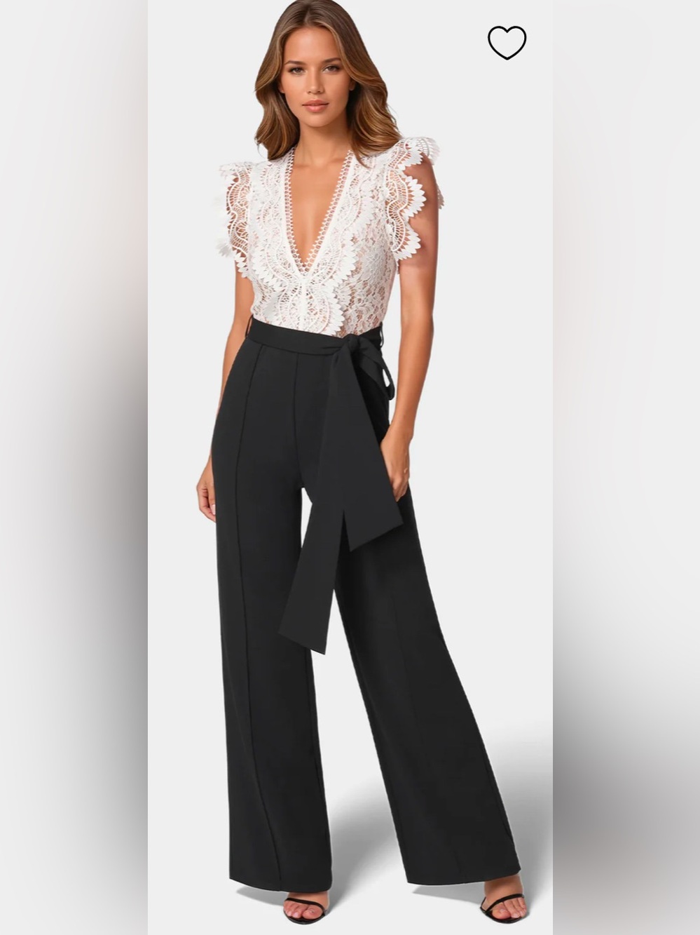 High-Waist Black Wide-Leg Pants with Self-Tie Belt
